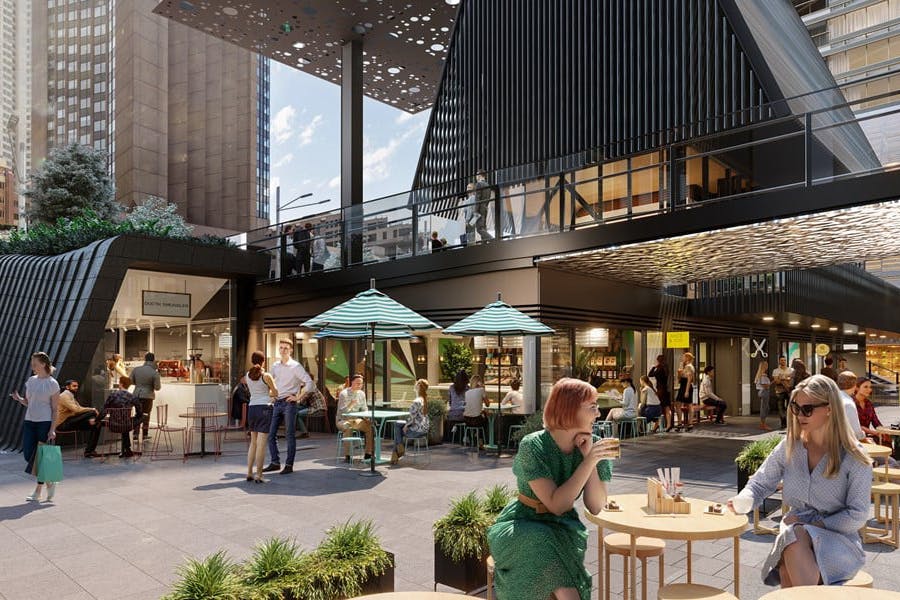 An artist's impression of Sydney Place dining precinct at Circular Quay
